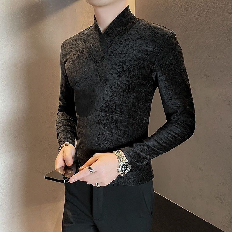 Men's Velvet Long-Sleeved Shirt