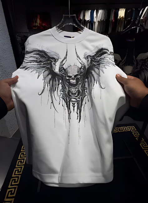 Skull Rhinestone Long-Sleeved Shirt