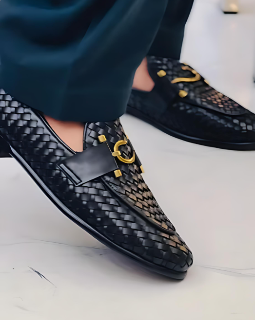 Men's Slip-On Woven Leather Shoes