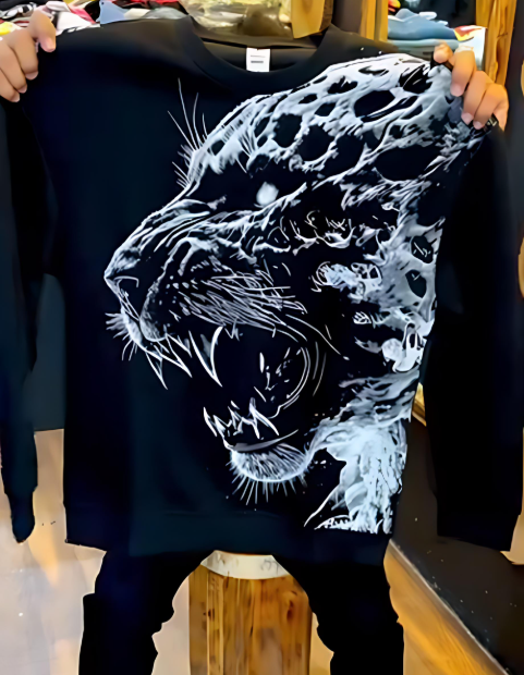 Men's Tiger Print Crew Neck Sweatshirt