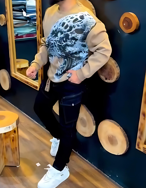 Men's Tiger Print Crew Neck Sweatshirt