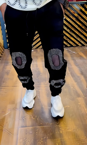 Men's Black Casual Designer Pants