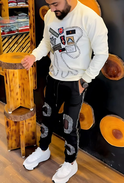 Men's Black Casual Designer Pants