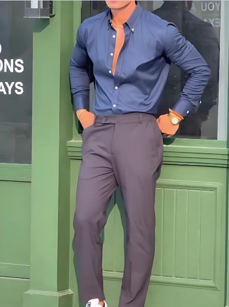 Solid Color Men's Textured Shirt
