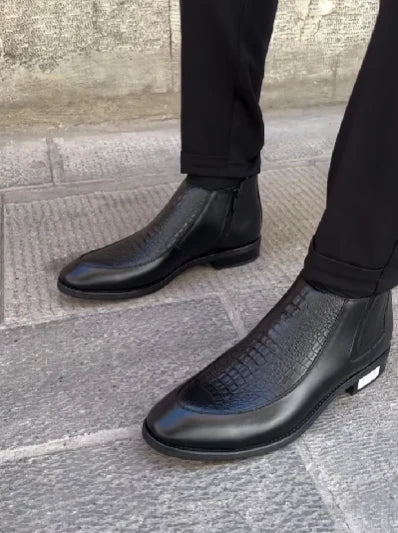 High-quality Textured Zipper Men's Leather Shoes