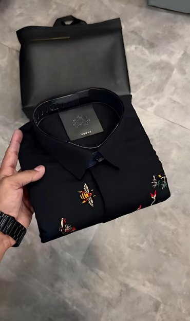 Men's Embroidered Long-Sleeved Shirt