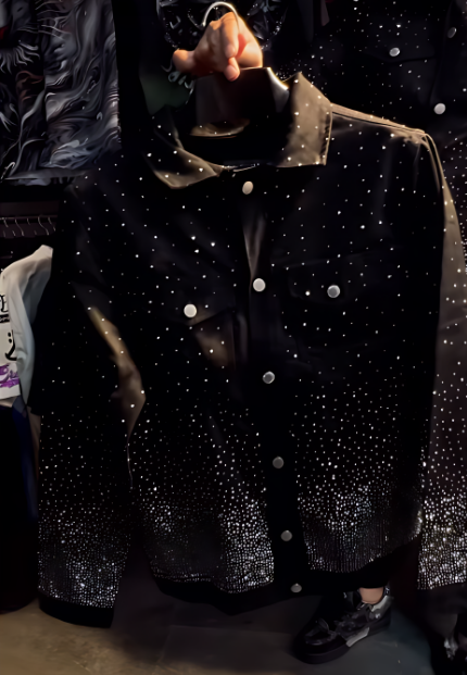 Men's Super Shiny Rhinestone Denim Jacket