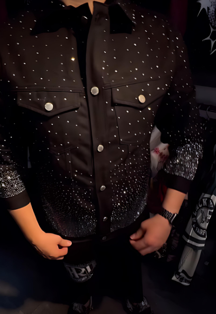Men's Super Shiny Rhinestone Denim Jacket