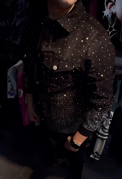 Men's Super Shiny Rhinestone Denim Jacket
