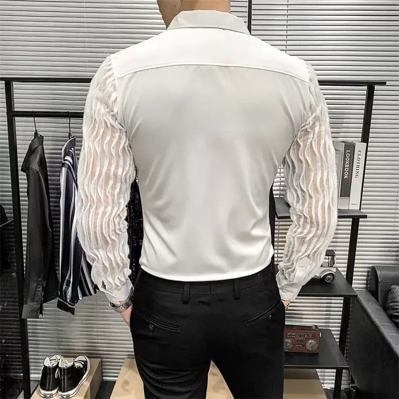 Men's Lace Hollow Shirt