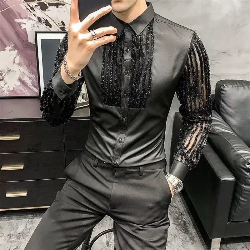 Men's Lace Hollow Shirt
