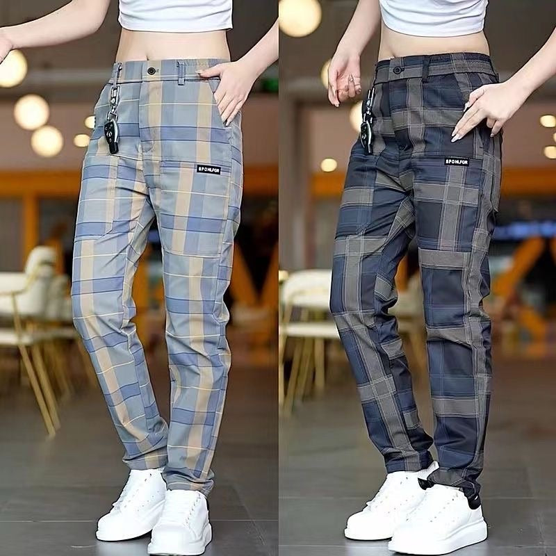 Men's Plaid Multi-Pocket Casual Pants