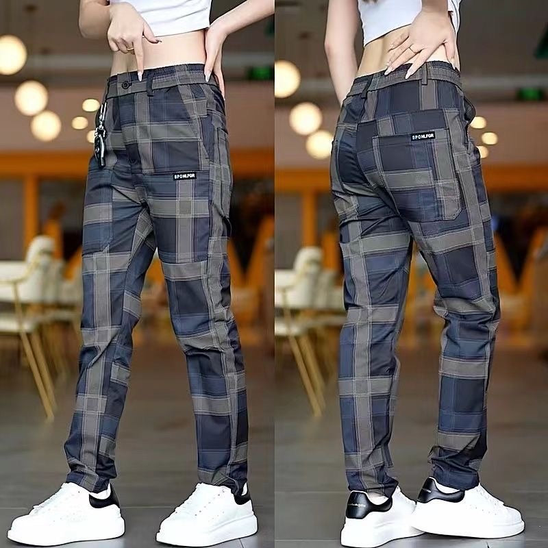 Men's Plaid Multi-Pocket Casual Pants