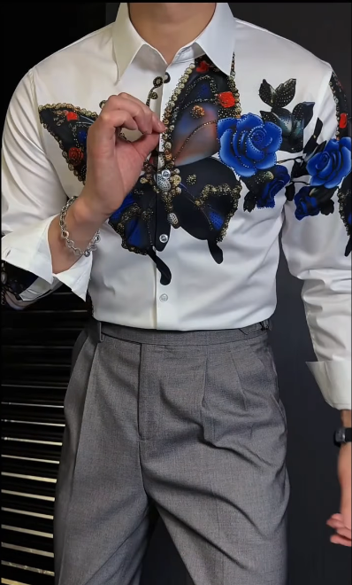 Men's Butterfly Glitter Shirt