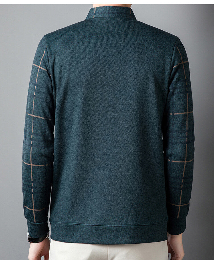 Men's Fleece Fake Two-Piece Long-Sleeved Shirt