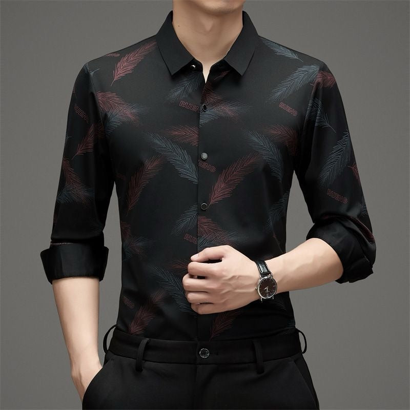Men's No-Iron Fleece-Lined Long-Sleeve Shirt