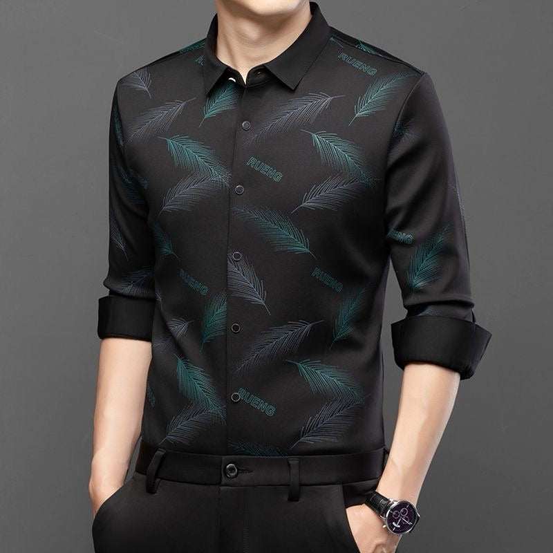 Men's No-Iron Fleece-Lined Long-Sleeve Shirt