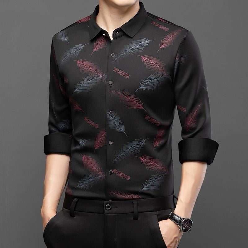 Men's No-Iron Fleece-Lined Long-Sleeve Shirt