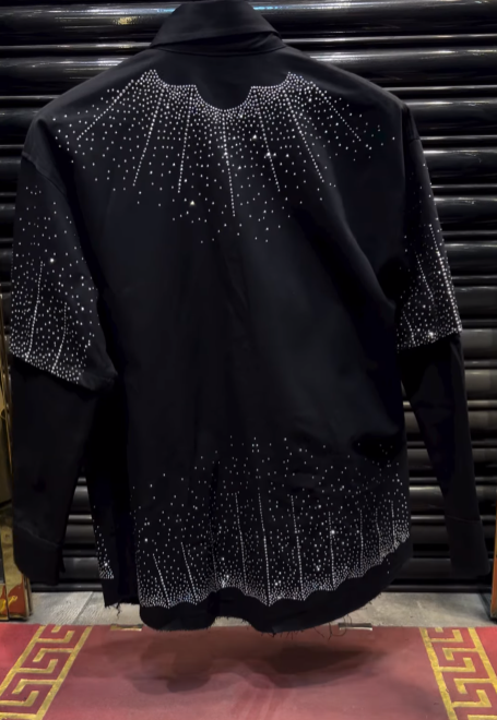 Men's Black Sparkling Rhinestone Shirt