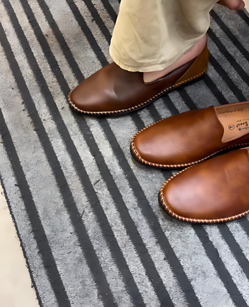 Men's Brown Soft Leather Flat Shoes