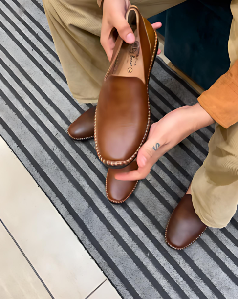 Men's Brown Soft Leather Flat Shoes