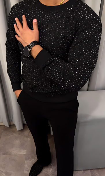 Men's Luxury Sparkling Rhinestone Long Sleeve Top