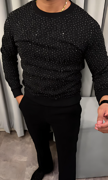 Men's Luxury Sparkling Rhinestone Long Sleeve Top