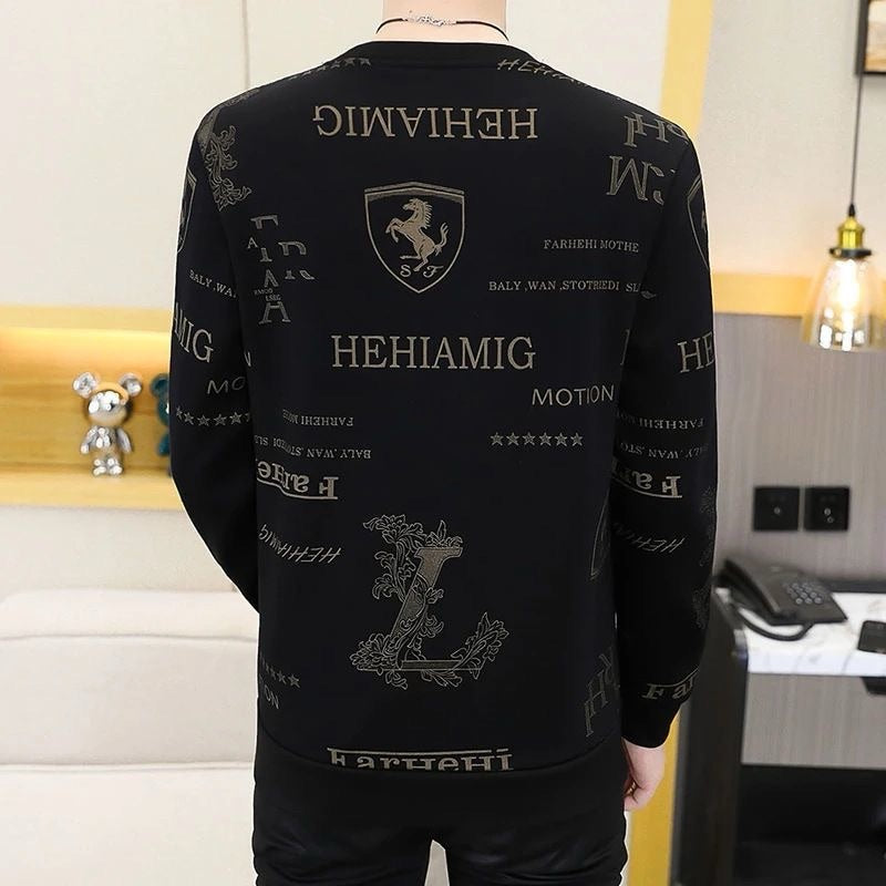 Men's Casual Printed Crew Neck Sweatshirt