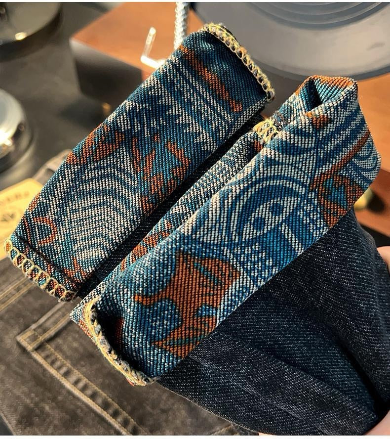 Men's Embroidered Print Casual Jeans