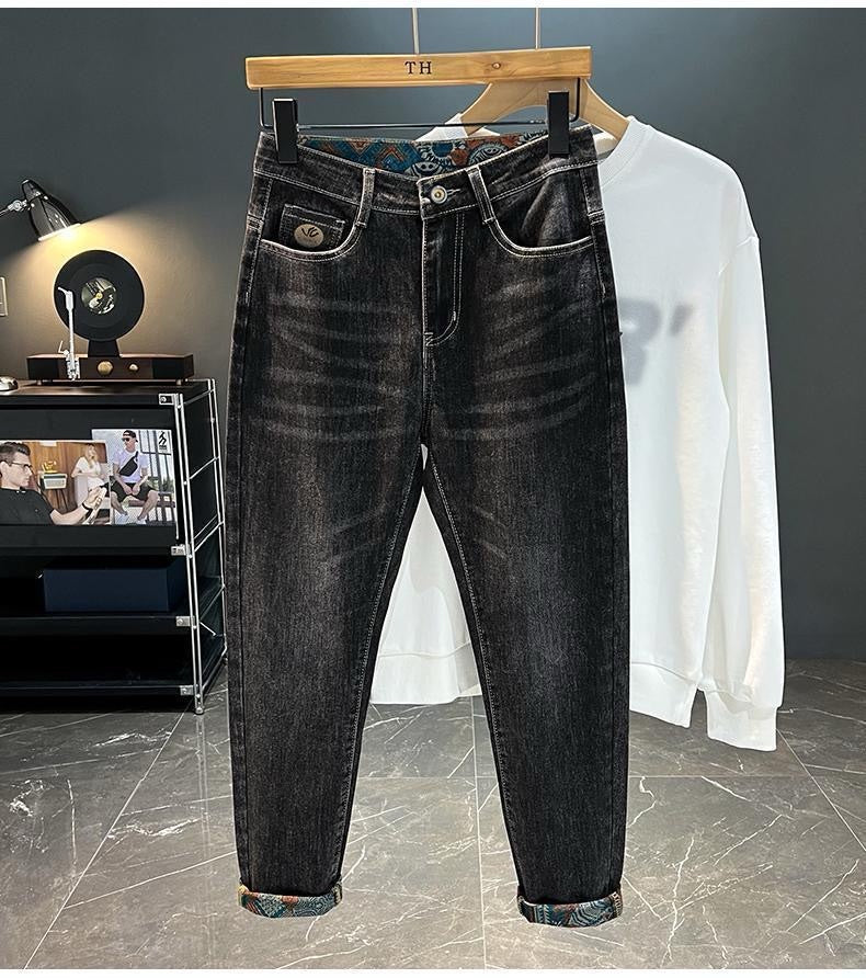 Men's Embroidered Print Casual Jeans
