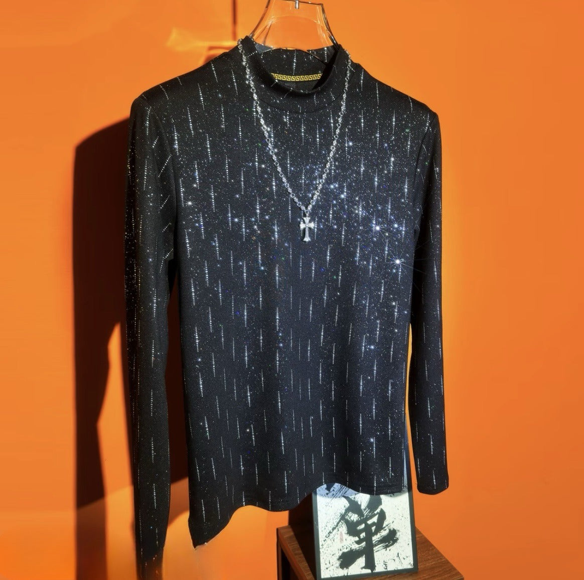 Men's Luxury Rhinestone Long Sleeve Top