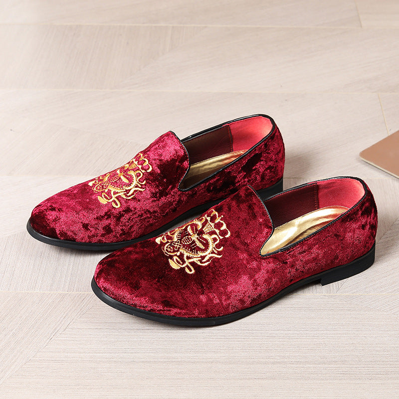 Men's velvet embroidered casual shoes