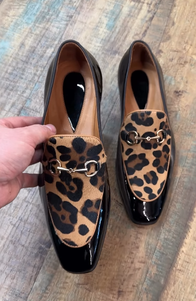 Men's leopard print slip-on loafers