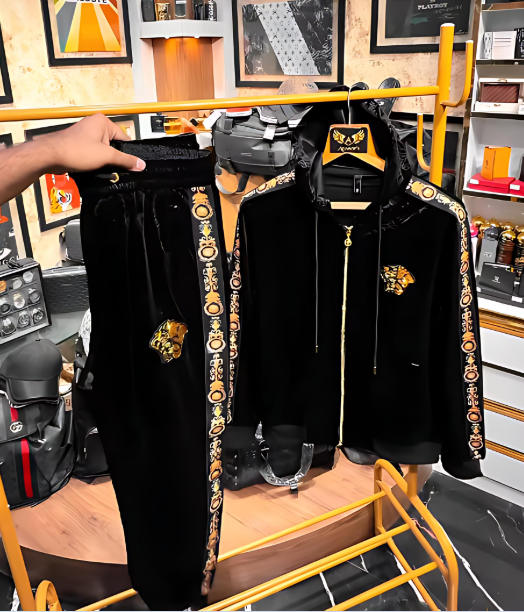 Men's Black Velvet Suit Set (Jacket & Pants)