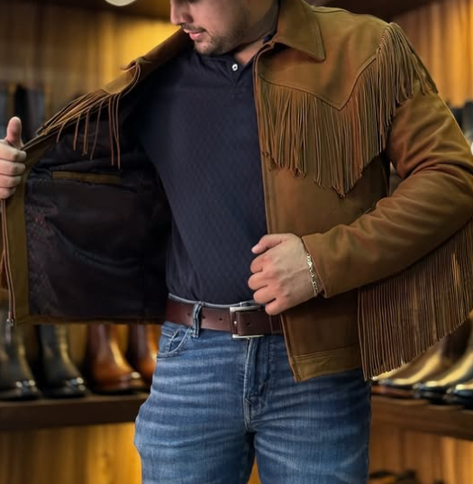 Men's suede fringed jacket
