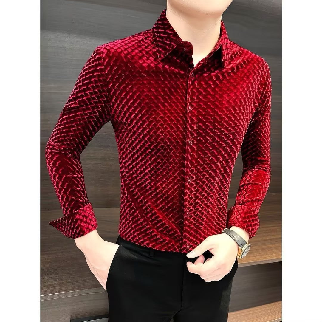 Men's high quality velvet shirt