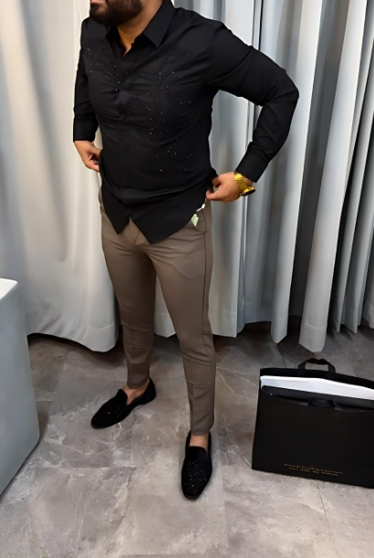 Men's Black Sequin Shirt