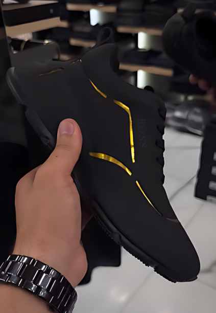 Black comfortable slip-on sneakers