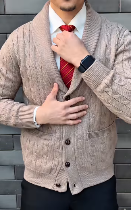 Men's lapel warm sweater