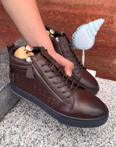 Men's leather zipper comfort shoes