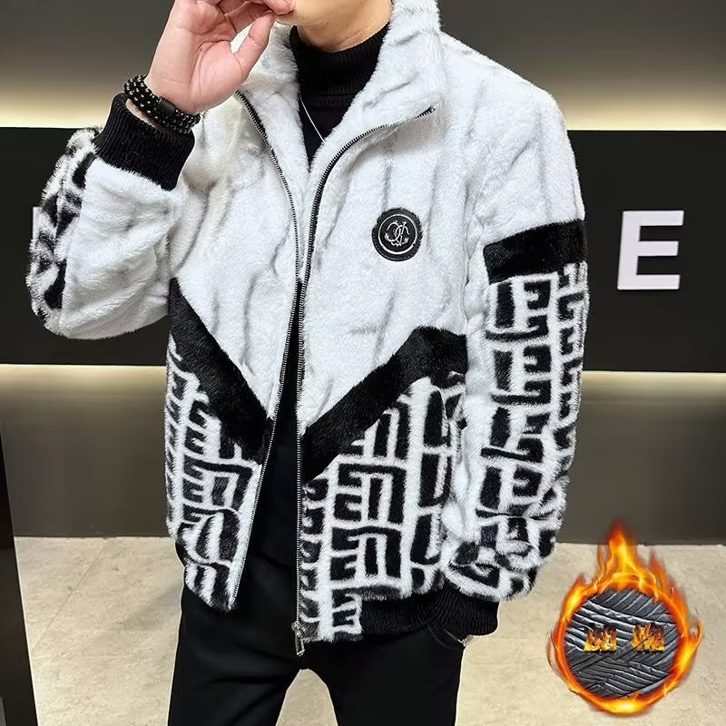 Plus Size Men's Faux Mink Warm Jacket