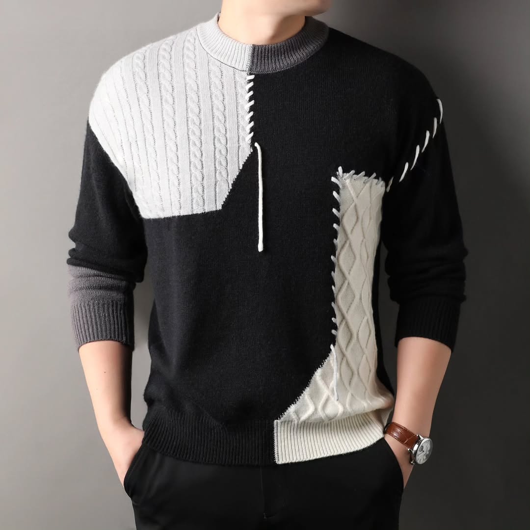 Contrast Colour Crew Neck Cozy Sweater