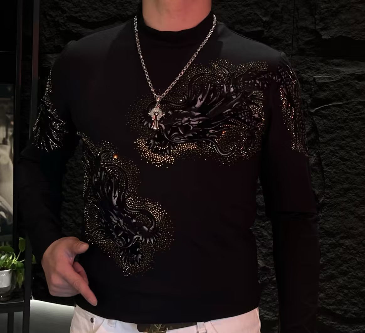 Men's Rhinestone Crew Neck Top