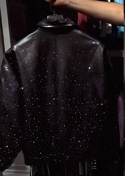 Men's full rhinestone leather jacket