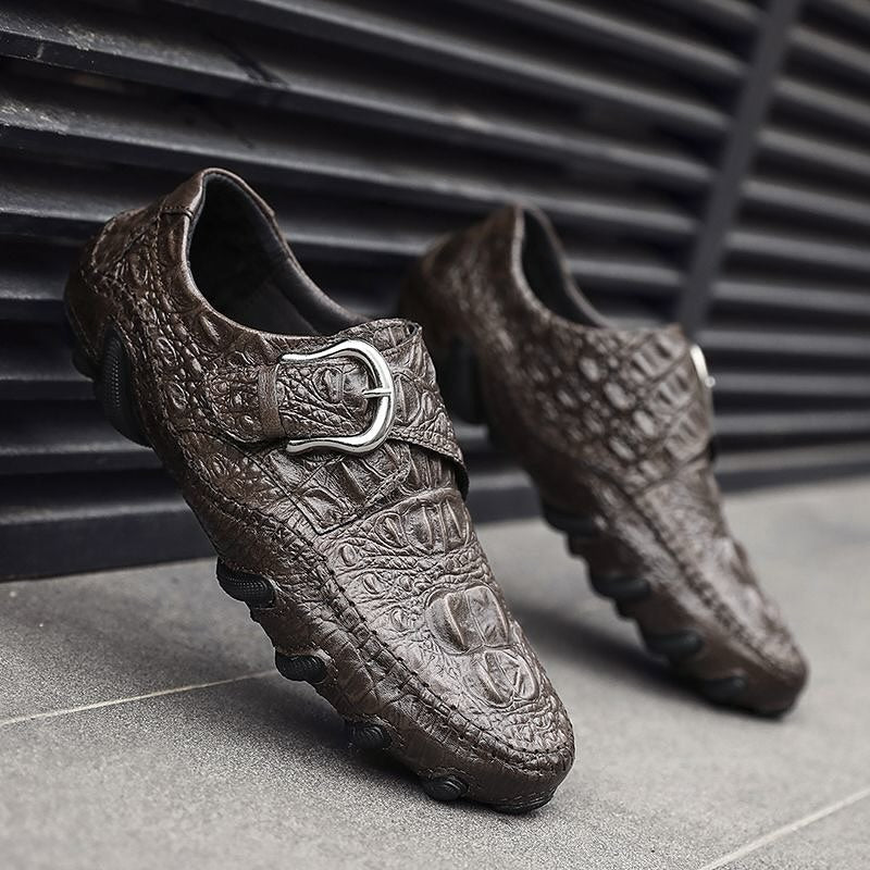 Men's Crocodile-Print Leather Shoes