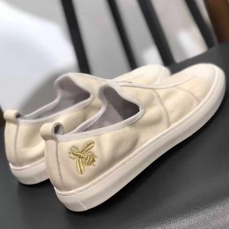 Men's Genuine Leather embroidered slip-on shoes