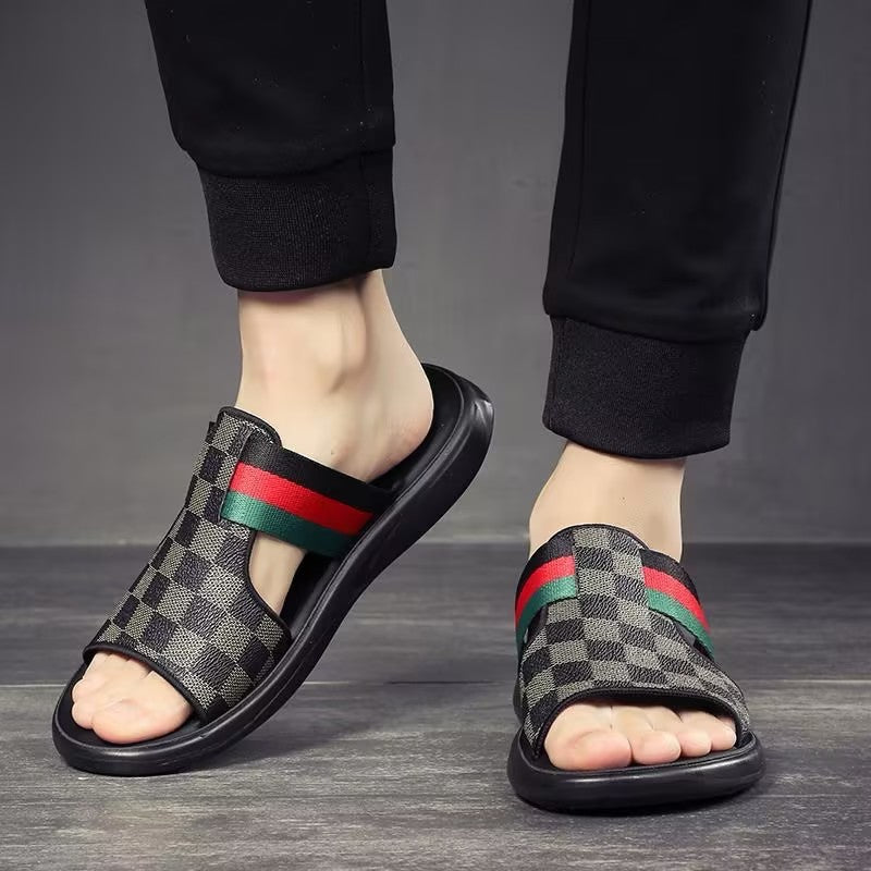 Men's casual plaid slippers