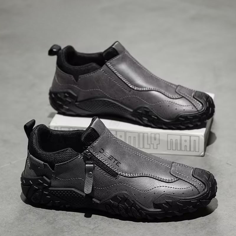 Men's wear-resistant and non-slip slip-on leather shoes