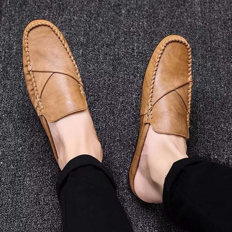 Men's slip-on leather slippers