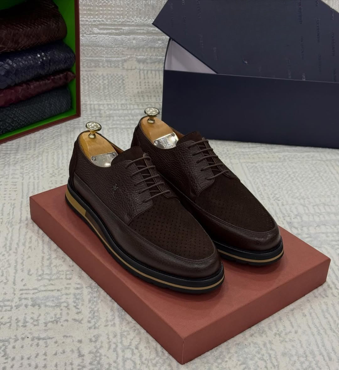 Men's suede mesh casual slip-on shoes